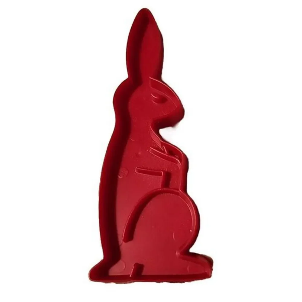 Vintage Red Tupperware‎ Easter Bunny  Plastic Cookie Cutter Rabbit Imprint